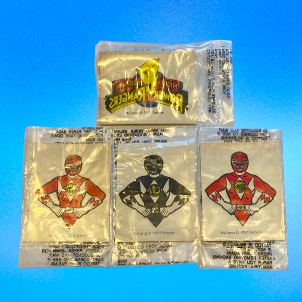 Vintage 1994 Power Rangers Lot (4) Temporary Tatoos 90’s Cartoon Heroes, NIP